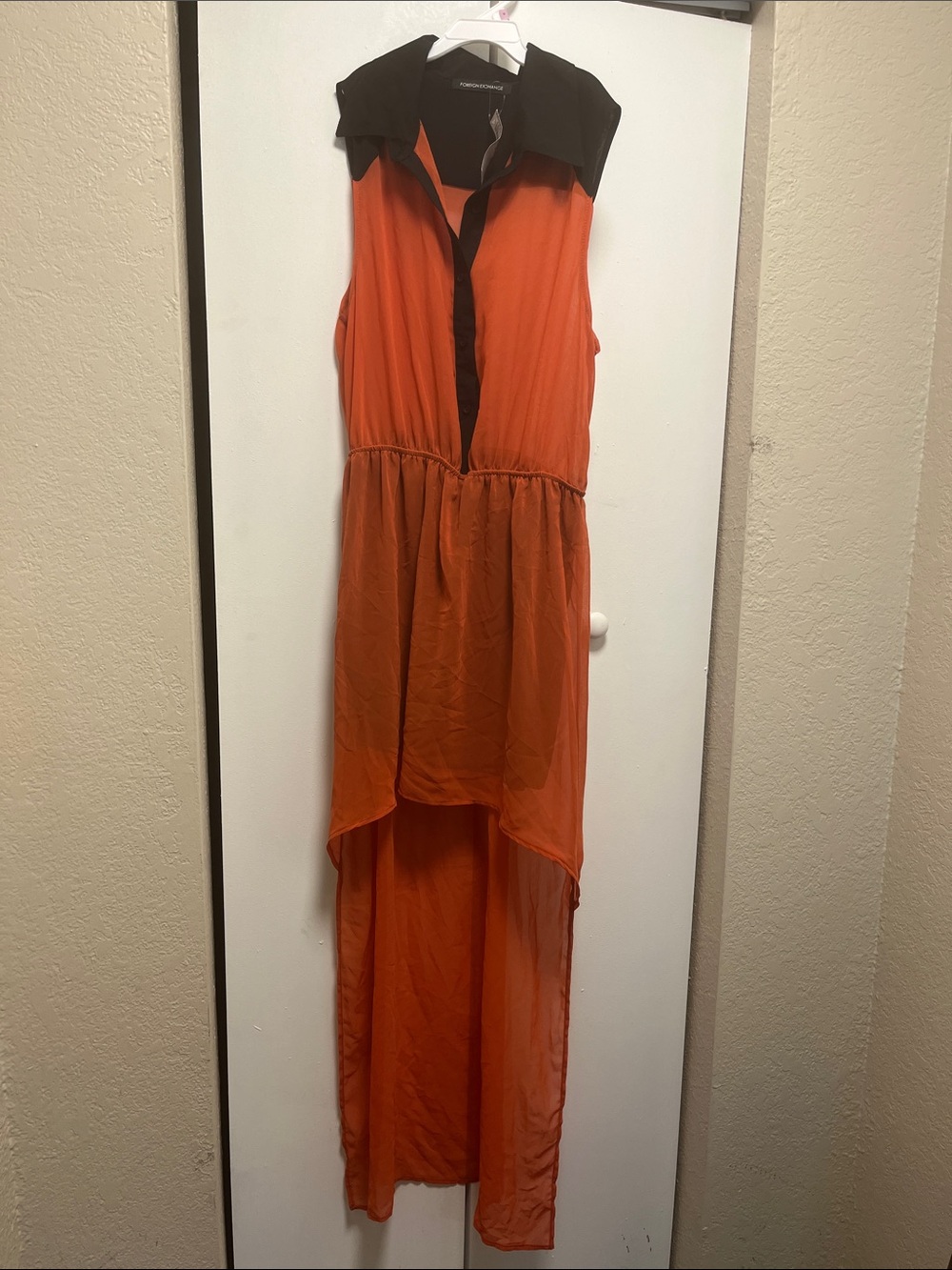 Foreign Exchange Orange Dress with Black Collar